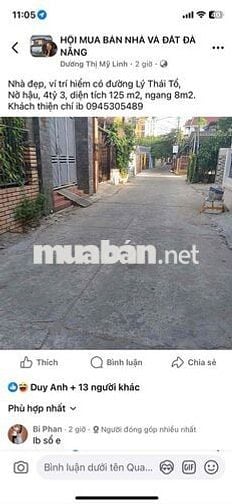 Chính chủ bán đất kiệt sau lưng nhà Mặt Tiền