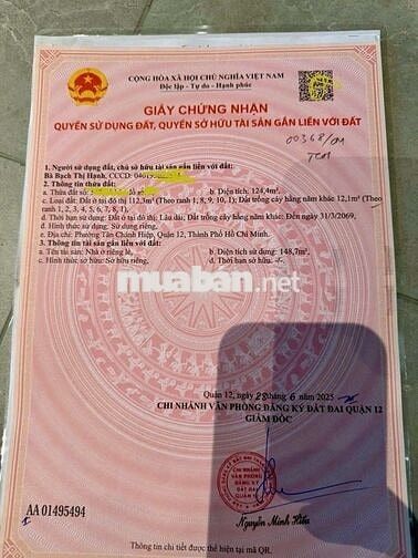 CẦN BÁN GẤP NHÀ CHÍNH CHỦ QUẬN 12