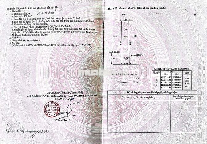 Đất mt Tỉnh Lộ 7 đường nhựa gần QL 22