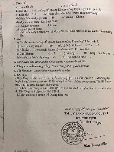BÁN 2 CĂN NHÀ MẶT TIỀN : 16 - 18 ĐỖ QUANG ĐẨU - P. PHẠM NGŨ LÃO - Q. 1