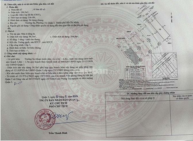 Nhà đất Quận 3, Bán nhà hẻm xe tải 6m, DT 106,5m², 3 tầng, giá 29 tỷ