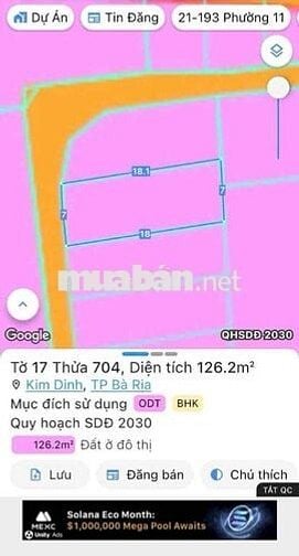 Kẹt tiền cần bán gấp lô đất 7x18 đường bê tông phường Kim Dinh