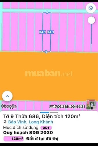 Bán gấp đất tại TĐC Suối Chồn, Bảo Vinh, Long Khánh, 2,5 tỷ, 120m2
