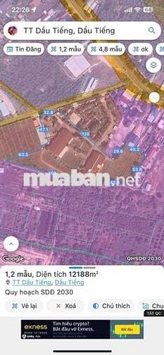 💥Bán gần 1,3 ha 
đất quy hoạch SKC 
Thị trấn Dầu Tiếng Bình Dương