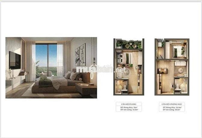 34.5m2 1PN 1WC, tầng đẹp toà S2, view thoáng mát, vốn tự có chỉ 470tr