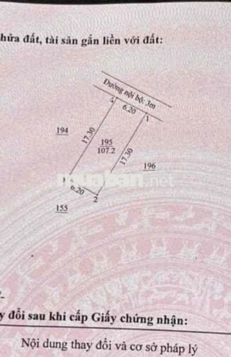 BÁN ĐẤT HƯNG ĐỊNH (6,2x17) KẾ BÊN CHỢ BÚNG