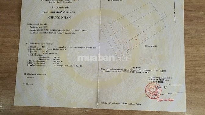 Bán đất đường 154 Tân Phú Quận 9 giá 32 tỷ tặng dãy trọ 