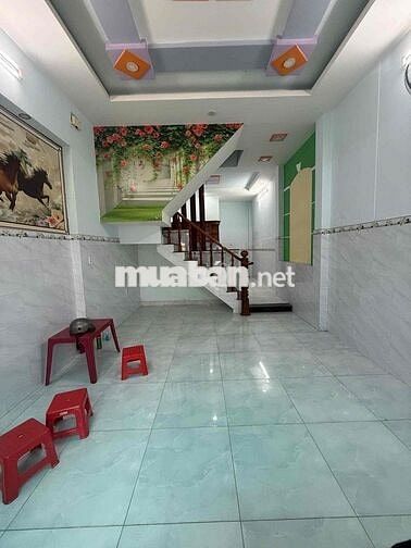 nhà trệt 2 lầu 4 phòng ngủ 3wc, hẻm 5m thông