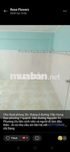 Phòng cho thuê, ưu tiên nữ sinh viên và người đi làm độc thân