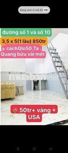 Bán nhà hẽm xe ba gác đường số 10 kdc bình hưng DT 3.5 x 5m 1 lầu