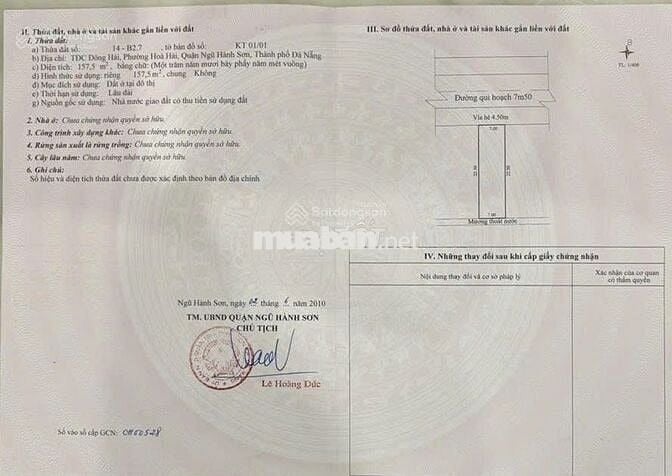 Bán đất tại Phan Tòng, 60,9 triệu/m2, 157.5m2, phong thủy tốt, đẹp