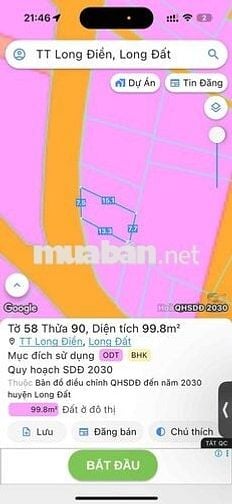 cần bán gấp lô đất mặt tiền đường Mạc Đĩnh Chi, TT Long Điền