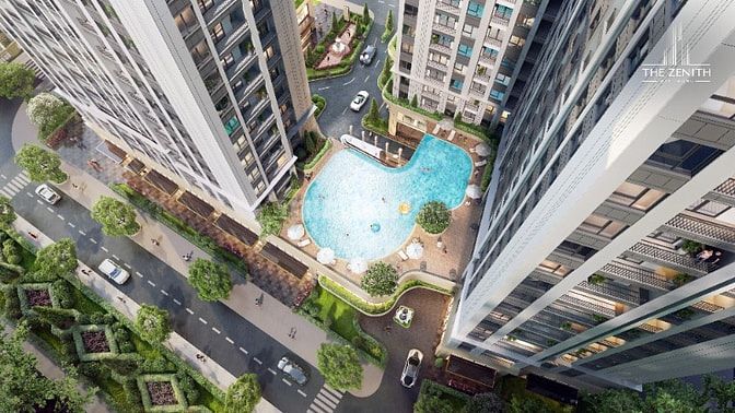 Căn 2 phòng ngủ dự án The Zenith view hồ bơi