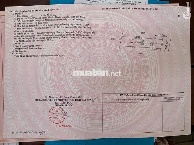 THUA LỖ CẦN BÁN CĂN NHÀ MẶT TIỀN XÃ THANH PHƯỚC – GÒ DẦU – TÂY NINH