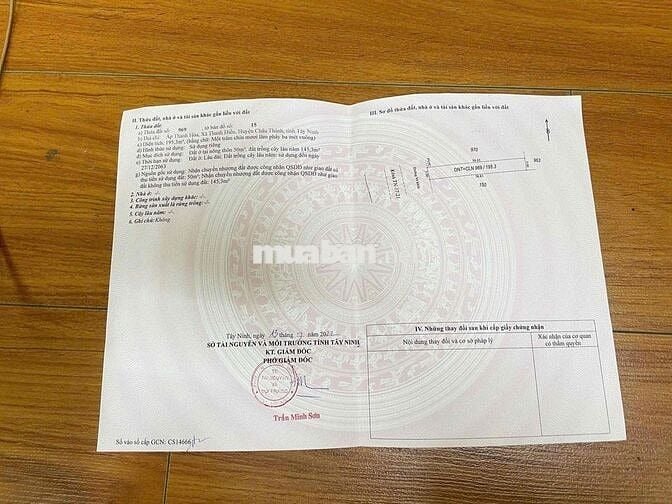 CHÍNH CHỦ CẦN BÁN Lô Đất Tại Ấp Thanh Hoà, Xã Thanh Điền, Huyện Châu T