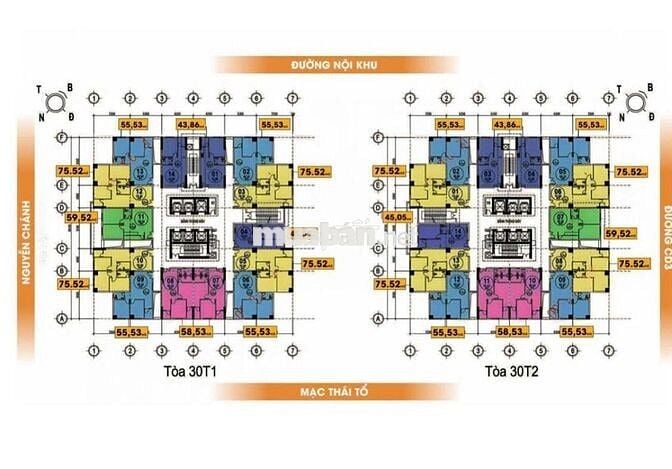 Bán căn hộ toà 30T2 Bán CH KĐT Nam Trung Yên,76m2, 3N,2WC, giá 4,3 tỷ.