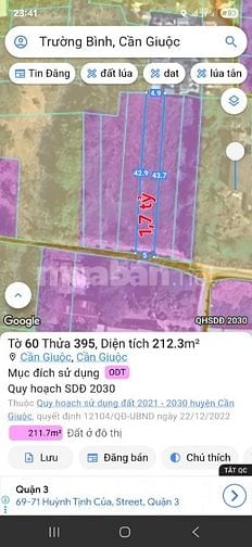 Bán 6 lô đất thổ, hẻm XH, cách QL50, 70m, thị trấn Cần Giuộc, LA