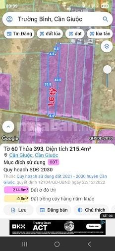 Bán 6 lô đất thổ, hẻm XH, cách QL50, 70m, thị trấn Cần Giuộc, LA