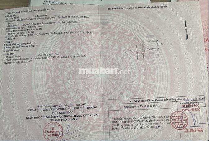 CHÍNH CHỦ BÁN ĐẤT NỀN - 78,4m2 - KDC PHÚC ĐẠT, TỈNH BÌNH DƯƠNG
