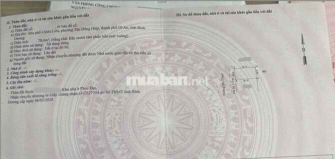 CHÍNH CHỦ BÁN ĐẤT NỀN - 78,4m2 - KDC PHÚC ĐẠT, TỈNH BÌNH DƯƠNG
