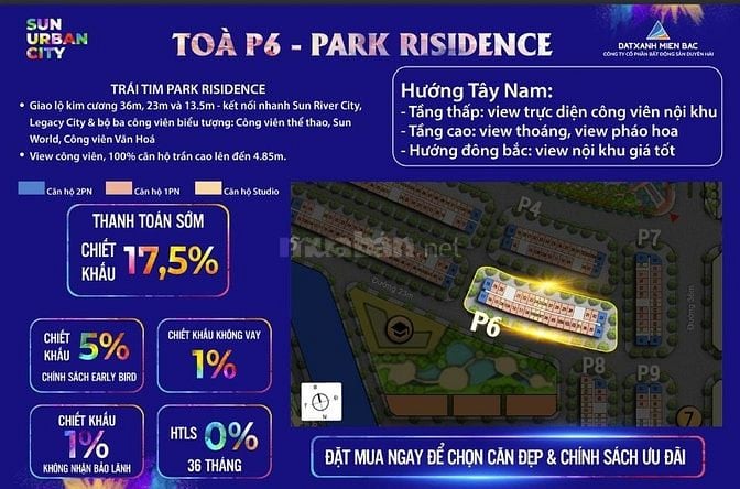 Trực tiếp từ cđt - park residence thuộc sun urban - chỉ từ 400 triệu