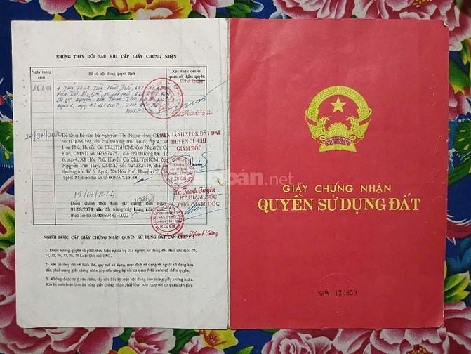 Bán Đất ở+màu 443m2 Huỳnh Minh Mương(Ấp 4)P.H.Phú, H.C.Chi giá 2.78 tỷ