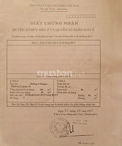 Bán nhà mặt tiền Quận 10, Trần Thiện Chánh, 86m²,3 tầng, giá 38 tỷ