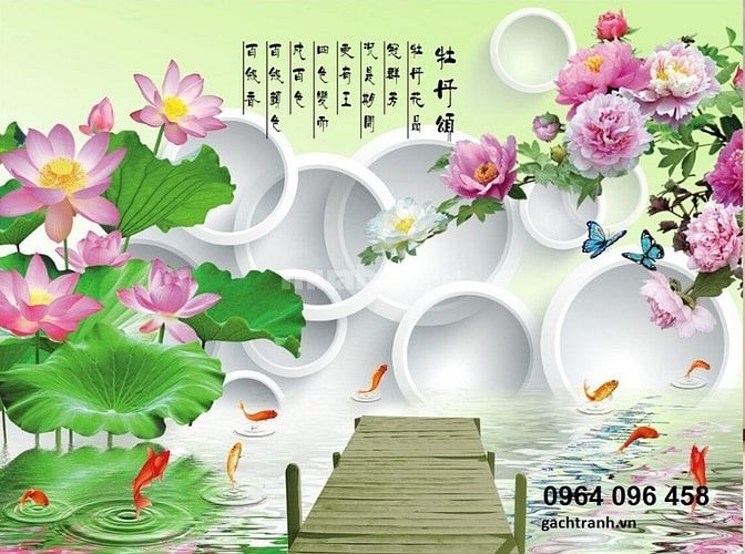 Tranh gạch 3d ốp tường phòng khách 