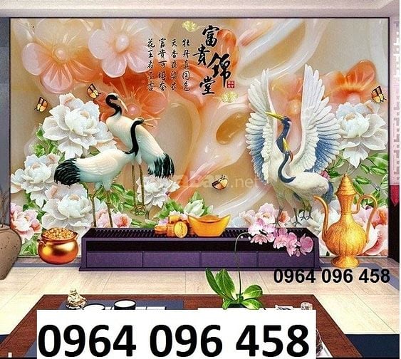 Tranh gạch 3d ốp tường phòng khách 