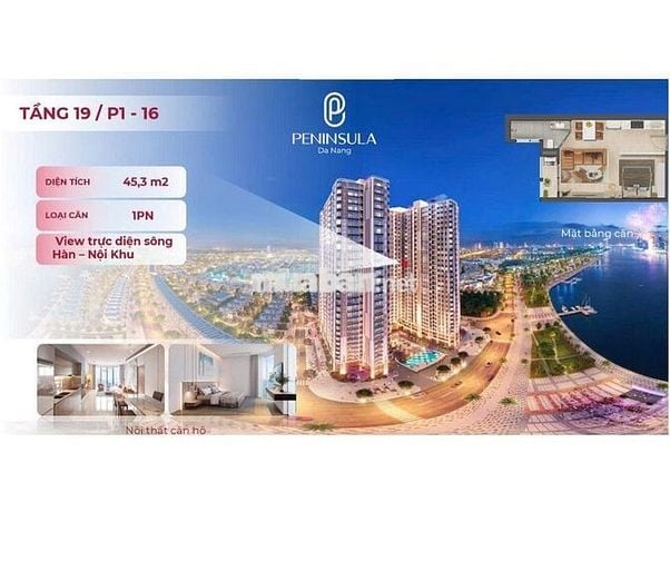 "NÓNG HỔI" CHỈ ĐÚNG 1 CĂN 1PN 45,3M2 PENINSULA DA NANG VIEW SÔNG HÀN
