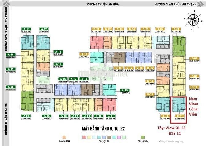 CHÍNH CHỦ | Căn góc View công viên |B15-11- 67m2 | BENHILL THUẬN GIAO