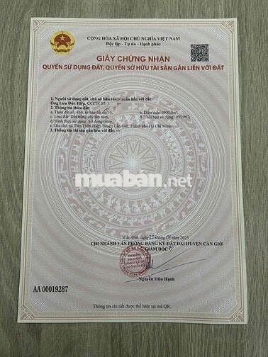 BÁN ĐẤT QUY HOẠCH ĐẤT Ở XÃ BÌNH KHÁNH