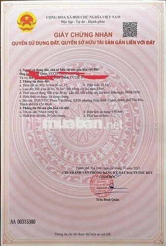 Chính chủ Bán nhà 4 tầng 74m2 ở Phạm Văn Đồng,Hiệp Bình Chánh,Thủ Đức