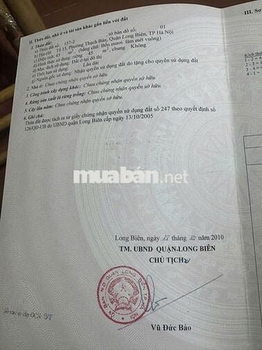 CẦN BÁN ĐẤT THẠCH BÀN LONG BIÊN HÀ NỘI.