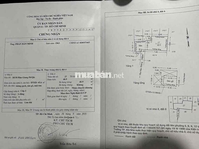 Nhà 2 Tầng Đẹp — Gần Hậu Giang Minh Phụng Văn Thân ( 5.4m x 10m) 49m2