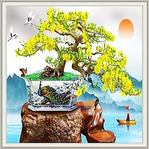 Tranh gạch 3d hoa mai - gạch tranh 3d hoa mai - VC33