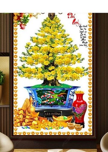 Tranh gạch 3d hoa mai - gạch tranh 3d hoa mai - VC33
