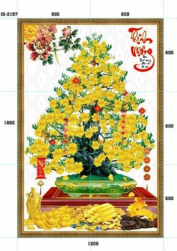 Tranh gạch 3d hoa mai - gạch tranh 3d hoa mai - VC33