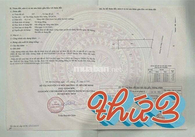 chính chủ cần bán gấp lô đất 62,3m² tại xã Tân Hiệp, Hóc Môn – SHR