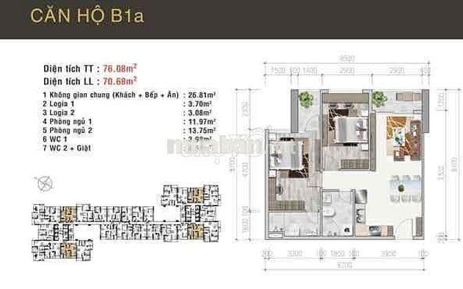 Bán căn hộ mặt tiền đường Võ Văn Kiệt 2PN, 2WC tại Viva Riverside, 3.6