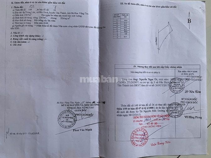 Bán đất mặt tiền Lê Đức Thọ, Phường Hắc Dịch, Phú Mỹ, Bà Rịa-Vũng Tàu