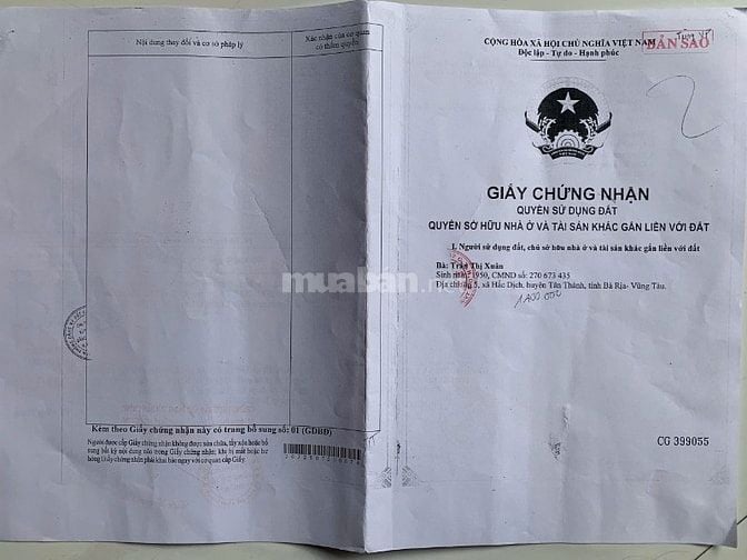 Bán đất mặt tiền Lê Đức Thọ, Phường Hắc Dịch, Phú Mỹ, Bà Rịa-Vũng Tàu
