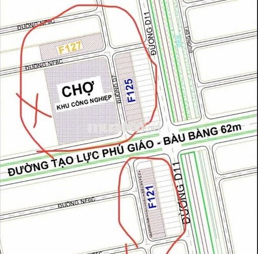 Đất Ở 150m2  khu dân cư 5F đường D7 khu công nghiệp Bàu Bàng TP hcm