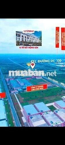 Đất Ở 150m2  khu dân cư 5F đường D7 khu công nghiệp Bàu Bàng TP hcm