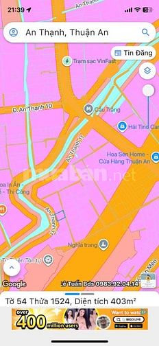 Cần bán Đất An Thạnh, Thuận An Diện tích : 196,5m2