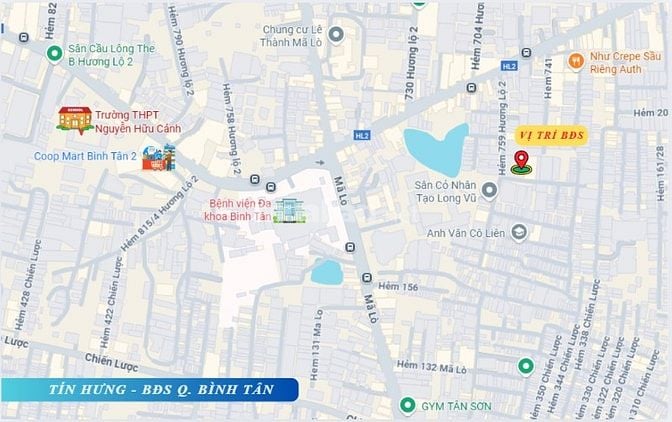  Bán nhà mới hẻm 759/ Hương Lộ 2, DT 4 x 13m, 2.5 tấm, 5.5 tỷ.