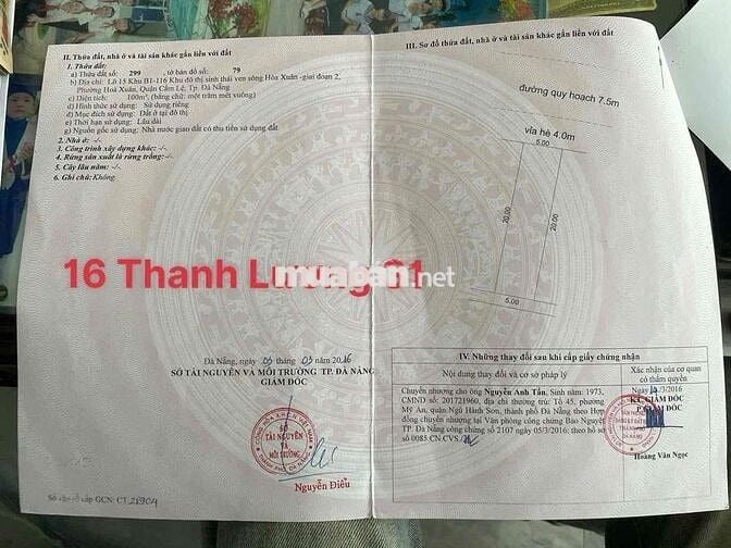 chủ cần bán đất đường Thanh Lương 31 -Hoà Xuân-Đà Nẵng