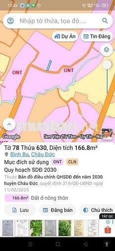 Bán lô đất bình ba đường nhựa nay la xã ngãi giao tphcm