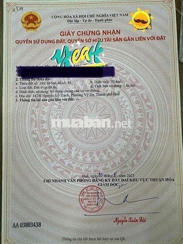 ĐẤT KIỆT OTO Nguyễn Lộ Trạch, gần PHÚ XUÂN CITY 70.4m za  2,050 tỷ