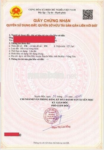 Đất thổ cư Xuyên Mộc mặt tiền nhựa rộng – gần trường, gần sân banh!